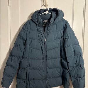 32 degree heat winter coat - Blue Hooded Puffer Jacket